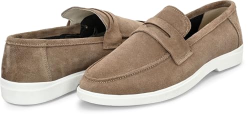 Image of Men Suede Leather Loafers with Bow - Cushioned Comfort, Durable Sole & Everyday Luxury