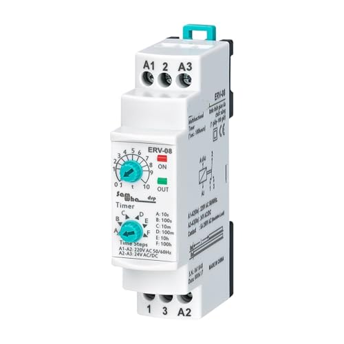 Relais temporisé multifonctionnel électronique ERV-08 pour programmation précise de 0,1s à 100h