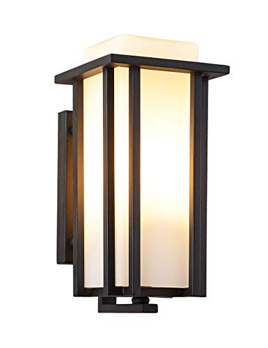 Eeru Outdoor Exterior Wall Sconce Outdoor Wall Lanterns As Porch Lighting Fixtures Wall Mount Weather & Rust Resistant Black Finish With Frosted Glass For Exterior House Front Porch Garage Driveway #TOP7