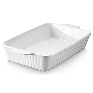 DOWAN Casserole Dish, 9×13 Ceramic Baking Dish, Large Lasagna Pan Deep, Casserole Dishes for Oven, 135 oz Deep Baking Pan with Handles, Oven Safe and Durable Bakeware for Lasagna, Roasts, Home Decor Gifts, White