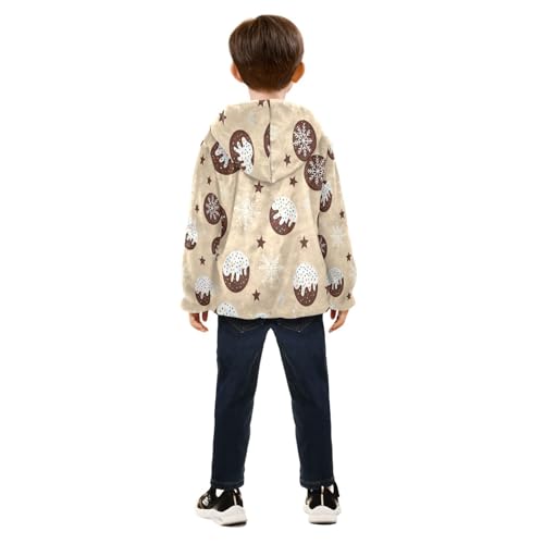 Christmas Donuts Stars Toddler Fleece Jacket Girl Boys Hooded Fleece Jacket Coat Warm Outwear Zip-up 3-10T4