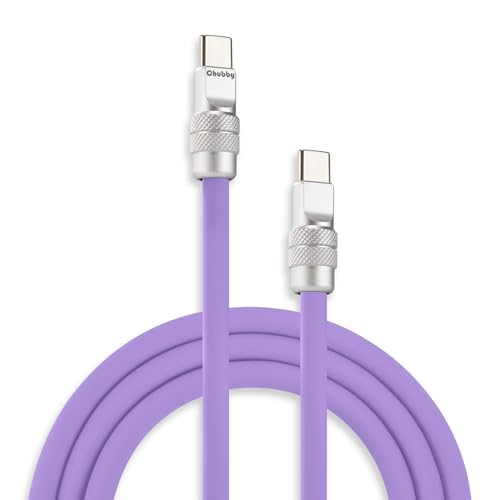 Image of chubbycable Chubby 2.0 Fast Charging Cable Durable Soft Silicone USB C Cable 240W Extra Thick Charger Cord Compatible with iPhone 17-15 Series iPad, Light Purple, Type-C to Type-C, 4.9FT