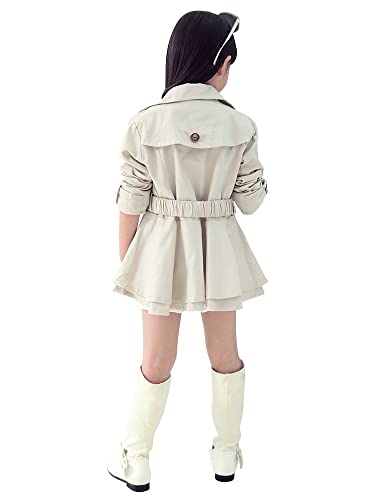 Girls Double Breasted Trench Jacket Mid Length Lapel Spring Fall Trench Coat Outwear2