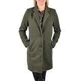U&F Damen-Mantel knielang mit praktischen Eingrifftaschen & Knopfleiste | eleganter & warmer Mantel für Herbst & Winter | klassischer Übergangsmantel mit Revers-Kragen | militare M