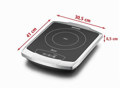 Foto von Rommelsbacher Einzelkochplatte CT 2203/TC – Made in Germany, SCHOTT CERAN® Kochfläche, 2-Kreis Heizelement, energiesparend, kurze Aufheizzeit, 9 Leistungsstufen, Touch Control, Edelstahl, 2200 Watt