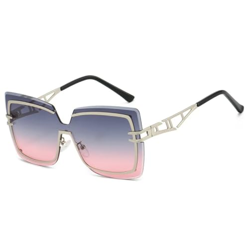 Lunettes de soleil de luxe sans monture et double pont ajouré tendance