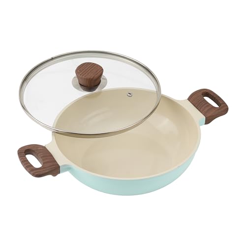Image of Vinod Ceravit Ceramic Non Stick Deep Kadai with Glass Lid - 24 cm, 2.4 Litre | Healthy & Safe Cookware for Everyday Cooking | PFAS & PFOA Free | Metal Spoon Friendly | Gas & Induction Compatible