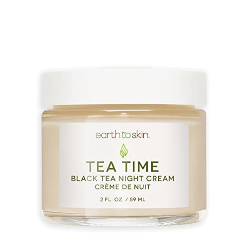 Earth To Skin Tea Time Black Tea Night Cream – Hydrating Face Moisturizer with Edelweiss, Glycerin & Squalane – 2.0 fl oz