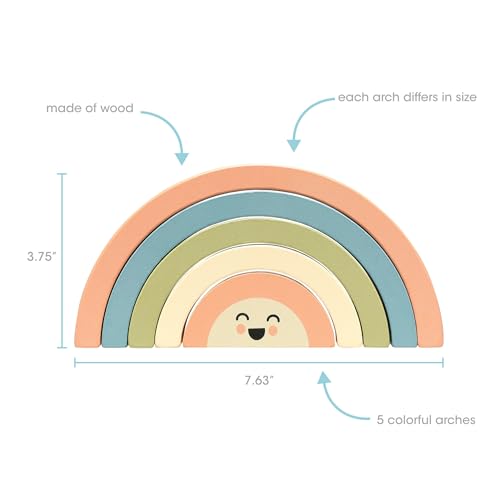 Image of Pearhead Wooden Arch Rainbow Stacking Toy, Montessori Baby Stacker | Neutral Rainbow Arches, Sorting And Balancing Play, Fine Motor Practice, Nursery Decor, Baby Toddler Toys, Ages 12M+