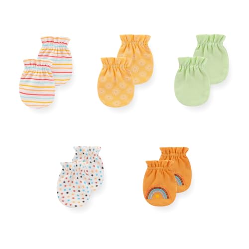 Image of JELYLOVE 5 Pack Baby Boy Girl Anti Scratch Mittens Infant Gloves Essentials | multiple colors,100% cotton,breathable comfort,secure fit,anti-scratch design
