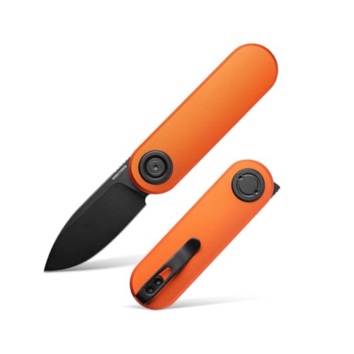 Image of Vosteed Corgi V EDC Folding Pocket Knife - 2.36 inch 14C28N Black Stonewash Drop Point Blade - Vanchor Lock, Orange Aluminum Handle - Camping, Hiking Knives - A3705