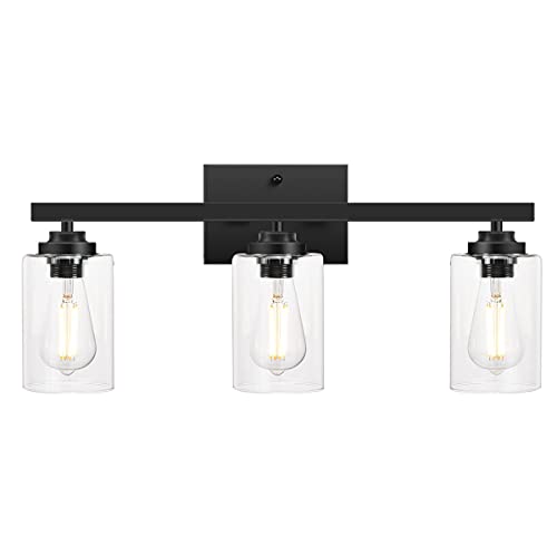 Product Deal Bathroom Vanity Light Fixture, LynPon 3-Light Black Industrial Vintage Wall Sconce with Clear Glass Shade and Metal Base, Modern Wall Light Lamp for Bedroom Living Room Hallway Kitchen Farmhouse Black Friday Clearance Bathroom Vanity Light Fixture, LynPon 3-Light Black Industrial Vintage Wall Sconce with Clear Glass Shade and Metal Base, Modern Wall Light Lamp for Bedroom Living Room Hallway Kitchen Farmhouse
