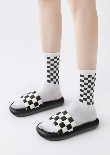 Women's Men's Checkerboard Slippers Shower Sandals Quick Drying Thick Sole Non-Slip Lightweight Household Bathroom Checkered Slippers Garden Bedroom Checkerboard Slides Sandals3