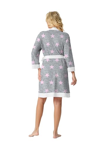 Image of PrinStory Womens Robe Knit Kimono Bathrobe Lightweight Soft Sleepwear Knee Length Lounge Robes