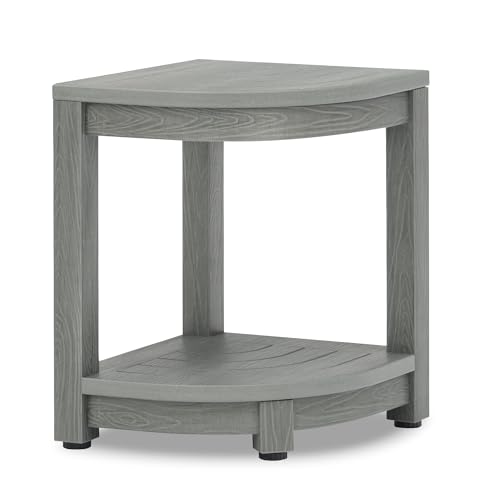 LUE BONA Shower Bench for Inside Shower, Gray HDPS Corner Shower Stool for Shaving Legs, 17