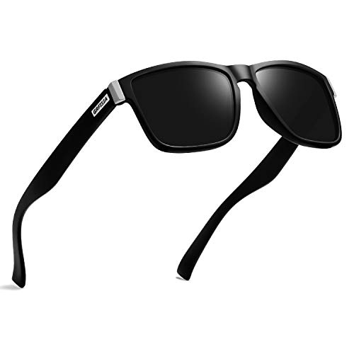 GRFISIA Vintage Polarized Sunglasses for Men and Women Driving Sun glasses 100% UV Protection (all black frame-black lens)