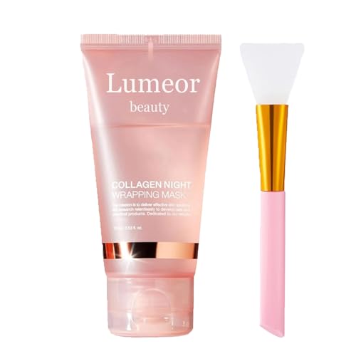 Lumeor beauty Organic Collagen Mask The Korean Beauty Secret College Night Wrapping Face Peel off Mask with Brush Applicator Deep Moisture All Skin Types (1Pc)