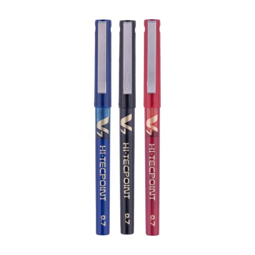 Image of Pilot V7 Liquid Ink Roller Ball Pen V7 Liquid Ink Roller Ball Pen (2 Blue + 1 Black Hi-tech Point 05)