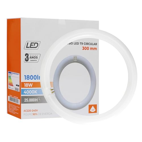 Maxled, Light is Led! T9 Tubo LED Circular G10Q Φ30cm 18W 1800LM 4000K Blanco Neutra Alternativa a Las Lámpara Fluorescentes Clásicas T9 Bombilla Redondo PC 230V Optimo Consumo Energético No Regulable
