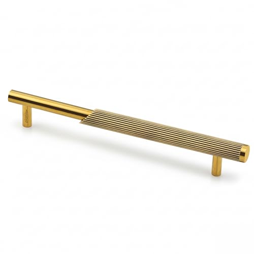 Image of Plantex Stainless Steel & Aluminium Cabinet Handle /160mm Wardrobe Door Handle /Cupboard Pull-Push Handles for Home /Office - Pack of 1 (Brass Antique & Gold)