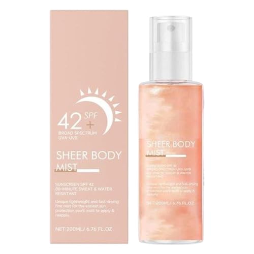 Spray de protección solar | 200 ml | Spray de protección solar facial diario | Aceite corporal de protección solar con SPF 42+ para mujeres – Resistente al agua, biodegradable, compatible con