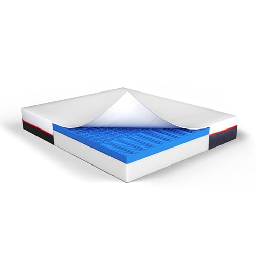 MUUN Colchón de espuma viscoelástica Alba de 120 x 200 cm, altura de 23 cm, para cama de plaza y media, compatible con estructura y almacenamiento, fácil de limpiar