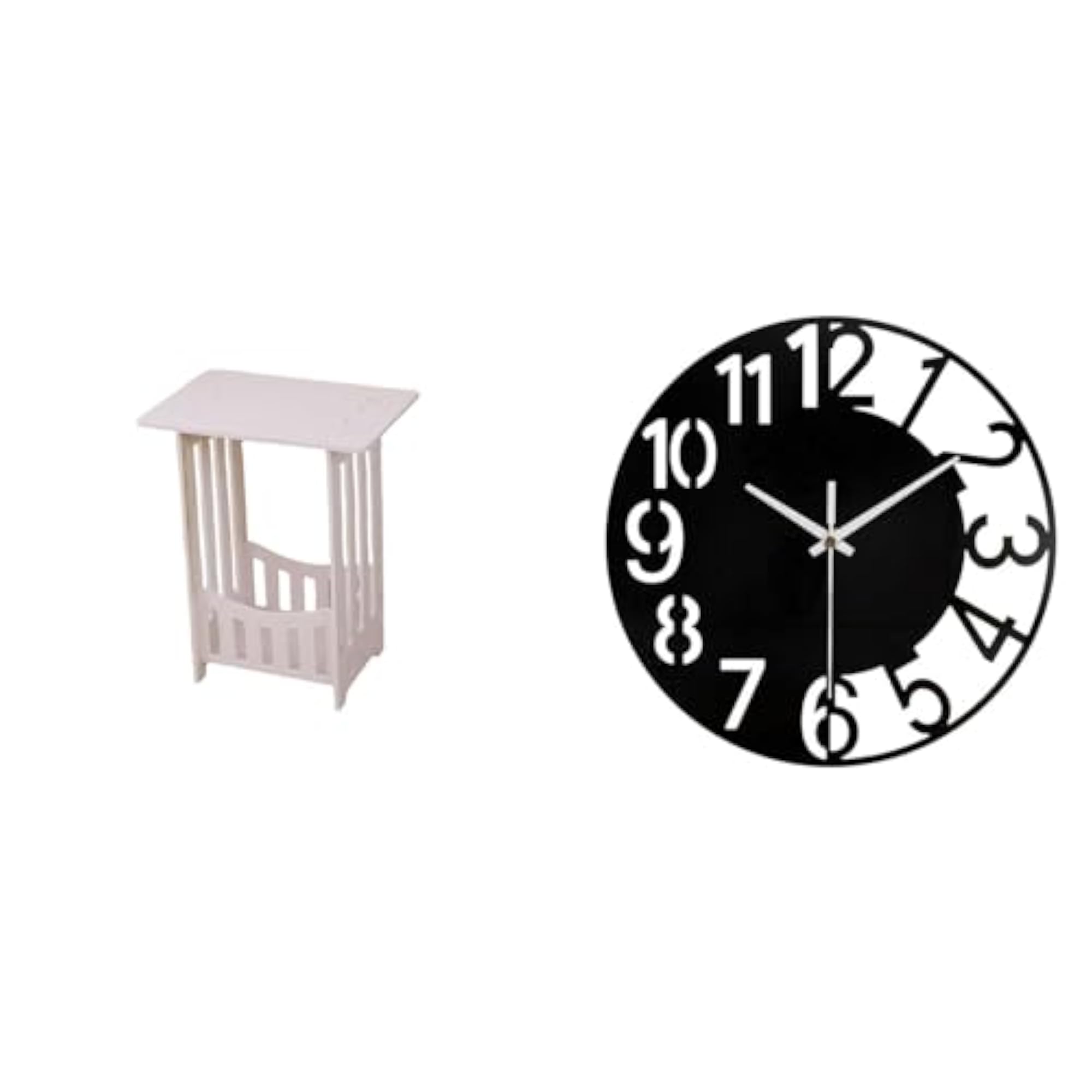 Practical Bedside Table with Acrylic Decorative Silent Wall Clock
