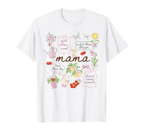 Cottagecore Floral Mama Coquette Bow Vintage Mothers Day T-Shirt