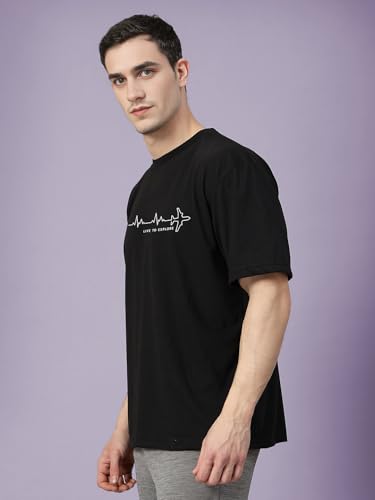 Image of CHKOKKO Mens Polyester Stylish Oversized T Shirt for Daily & Casual Wear Printed Design with Drop Shoulder & Half Sleeves