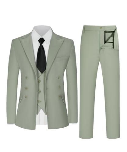 Toddler Suits for Boys Grass Green Suit Size 4T Kids Formal Tuxedo 5 Pcs Blazer Vest Pants Shirt and Tie for Wedding