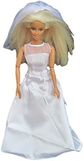 Fat-catz-copy-catz Princess Dolls Traditional & Simple White Wedding Dress lace, netting veil (doll NOT included) gift for girls