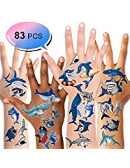 Shark Tattoos,Konsait Ocean Sea Themed Shark Temporary Tattoo Body Stickers Costume Accessories for Baby Boy Girl Birthday Party Favor Supplies Decor Goodie Party Bag Fillers