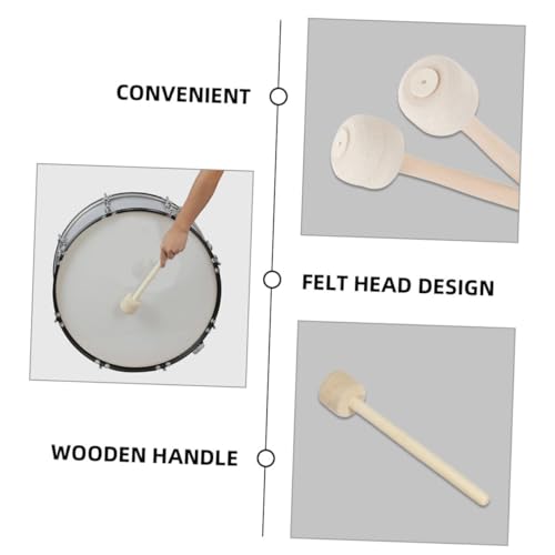 GALPADA 2 piezas de baquetas para bombo sin graves, con mango de madera y cabeza de fieltro, para percusión, práctica de banda y producción de sonido suave miniatura 3