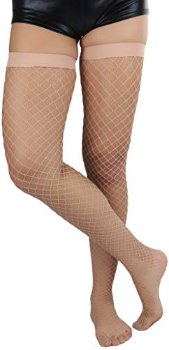 Image of ToBeInStyle Women's Vibrant Large Net Fishnet Thigh High Elastic Nylon Novelty Stockings