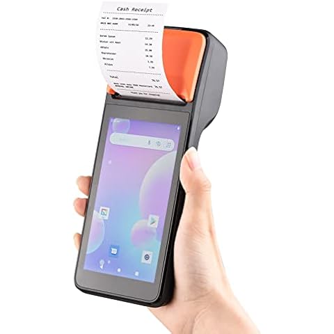 Sunydog Handheld 3G POS Receipt Printer Android 8.1 1D/2D Barcode Scanner PDA Terminal Support 3G WiFi BT Communication NFC Function with 5.0 Inch Touchscreen 58mm Width Thermal Label Printing for Cover