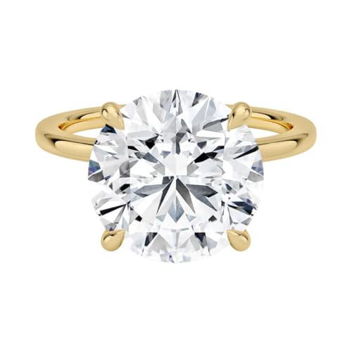 1-5 CT Round Moissanite Engagement Ring 10K 14K 18K Solid Yellow Gold & 925 Sterling Silver Solitaire Engagement Ring Promise Bridal Ring Christmas gift for Women(5ct, Round)