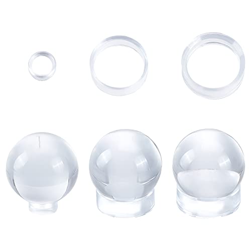 AHANDMAKER 6 pièces Support de sphère de présentoir Rond en Acrylique, 3 Tailles Anneaux de Support de Support de Baseball Transparents, Support de Boule de Cristal Cover