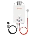 Portable Tankless Water Heater, Camplux 1.58 GPM Propane On Demand Gas Water Heater With Rain Cap
