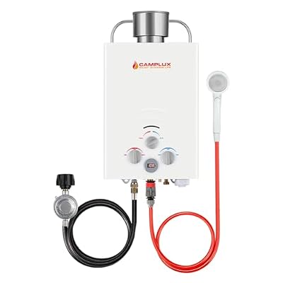 Portable Tankless Water Heater, Camplux 1.58 GPM Propane On Demand Gas Water Heater With Rain Cap