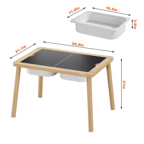 sensory table kids activity table wooden play table with bins montessori table chalk board and whiteboard