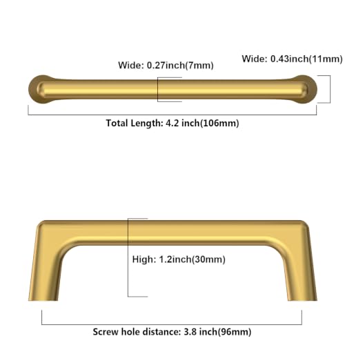 Image of Asidrama 10 Pack 3.75 Inch(96mm) Vibrant Brushed Moderne Brass Cabinet Pulls Heavy-Duty Solid Kitchen Cabinet Handles Drawer Hardware for Bathrooms Cabinets 3307