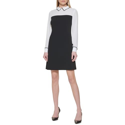 Image of Tommy Hilfiger Women's Long Sleeve Collared Twofer Shift Mini Dress