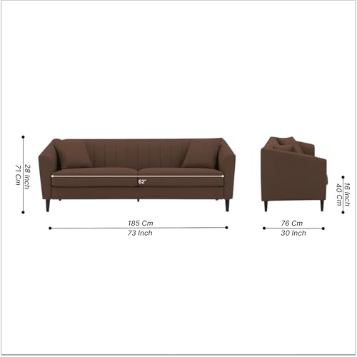 Image of Avion Natalia 3+2 Seater Sofa Set with Ottoman for Living Room Brown | Modern 6 Person Sofas Furniture | Fabric Sofa Set 6 Seater Couch for Guests Room Festival Gifts