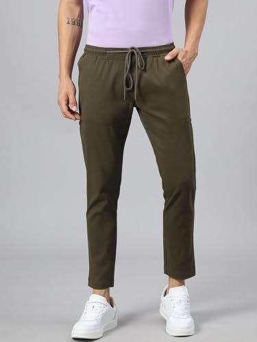 Image of Hubberholme Men's Tapered Fit Cotton Trousers, Ankle Length Elastic & Drawstring Waist Chinos