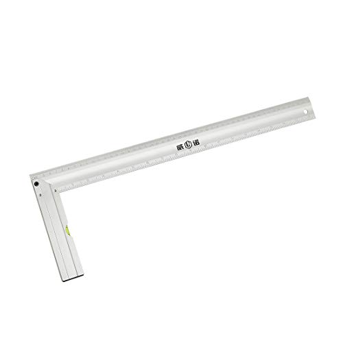sourcing map L Shape Square 500mm 18 Inch Metric Double Scale Aluminum Right Angle Ruler Measuring Layout Tool with Level Bubble