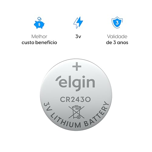 Bateria de Lítio CR2430 Elgin com 5 unidades 3V Pilha