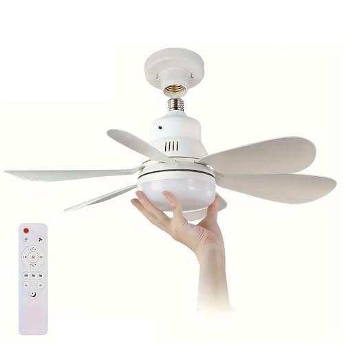Mounteps Ventilador de techo moderno con luz ajustable dormitorio Ventilador de la sala de estar E27 (40W)