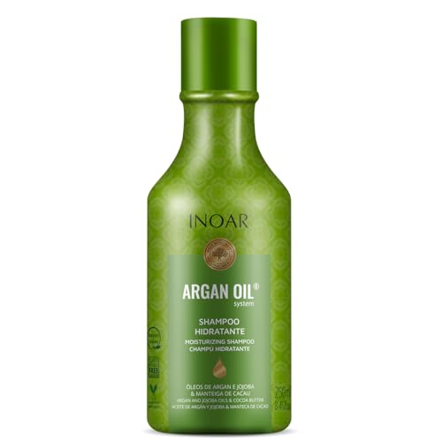 Inoar, Shampoo Argan Oil – Hidratação Profunda, Brilho Intenso e Ação Antifrizz para Todos os Tipos de Cabelo, Vegano e Botânico - 250ml