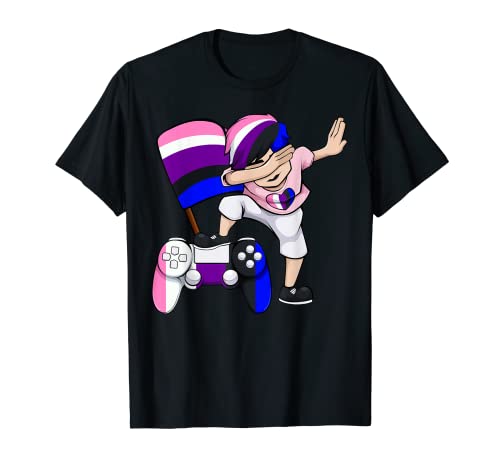 Dabbing Genderfluid Gamer LGBT-Q Video-game Controller Pride T-Shirt
