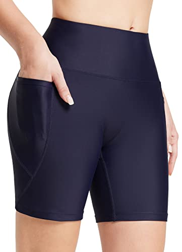 baleaf Zwemshorts voor dames, buikcontrole, UPF50 , sneldrogend, hoge taille, boardshorts, zwembroekje met zakken, XS